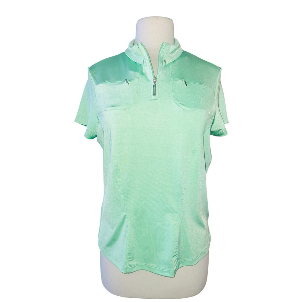 A6 Jamie Sadock Golf Polo Shirt Short Sleeve Zip Pockets Athletic Top Small